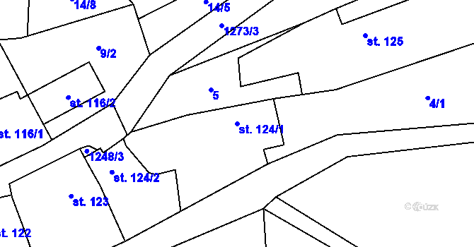 Parcela st. 124/1 v KÚ Liběchov, Katastrální mapa
