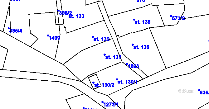 Parcela st. 131 v KÚ Liběchov, Katastrální mapa