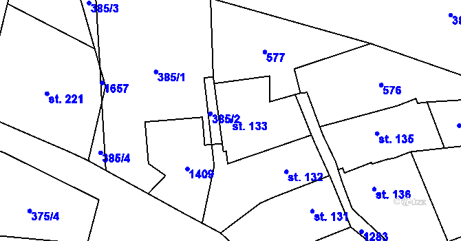 Parcela st. 133 v KÚ Liběchov, Katastrální mapa