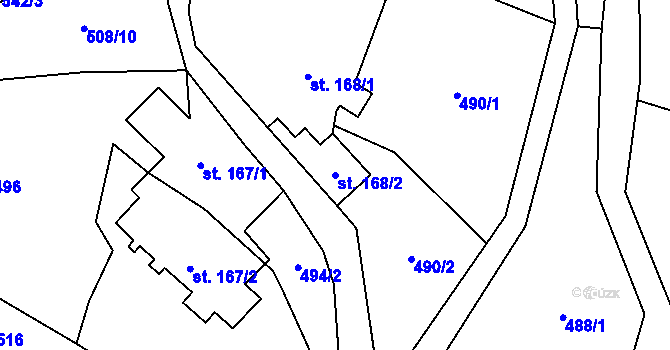 Parcela st. 168/2 v KÚ Liběchov, Katastrální mapa