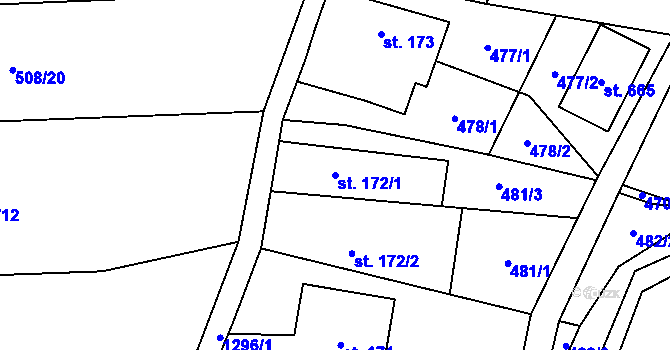Parcela st. 172/1 v KÚ Liběchov, Katastrální mapa