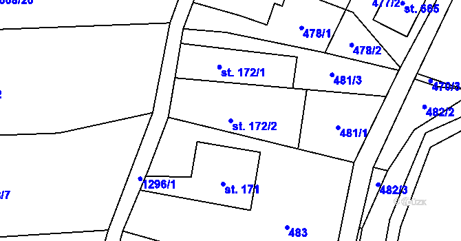 Parcela st. 172/2 v KÚ Liběchov, Katastrální mapa