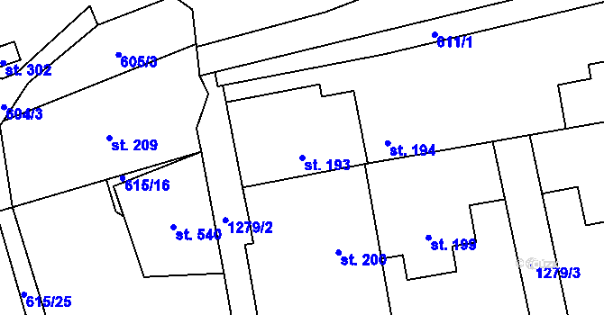Parcela st. 193 v KÚ Liběchov, Katastrální mapa