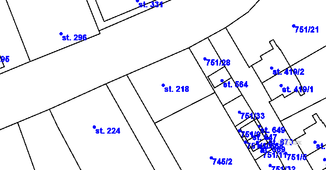 Parcela st. 218 v KÚ Liběchov, Katastrální mapa