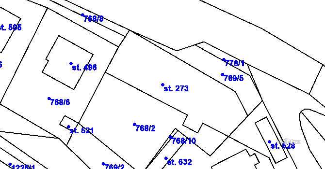 Parcela st. 273 v KÚ Liběchov, Katastrální mapa