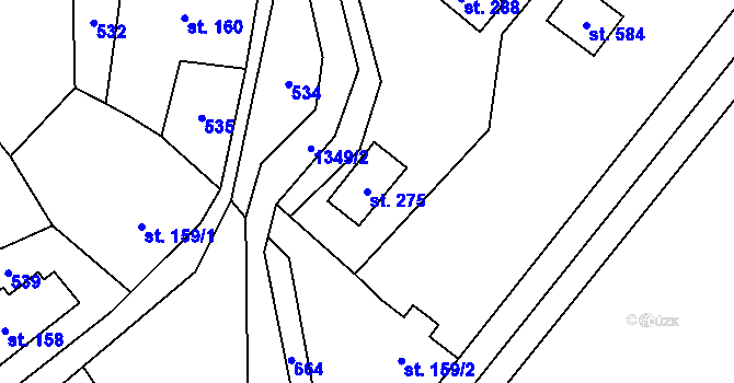 Parcela st. 275 v KÚ Liběchov, Katastrální mapa