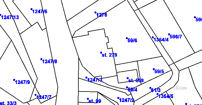 Parcela st. 279 v KÚ Liběchov, Katastrální mapa