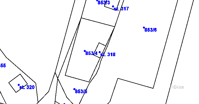 Parcela st. 318 v KÚ Liběchov, Katastrální mapa