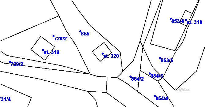 Parcela st. 320 v KÚ Liběchov, Katastrální mapa