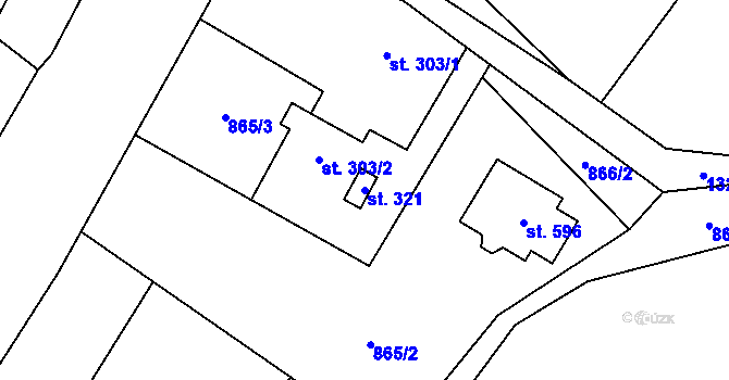 Parcela st. 321 v KÚ Liběchov, Katastrální mapa