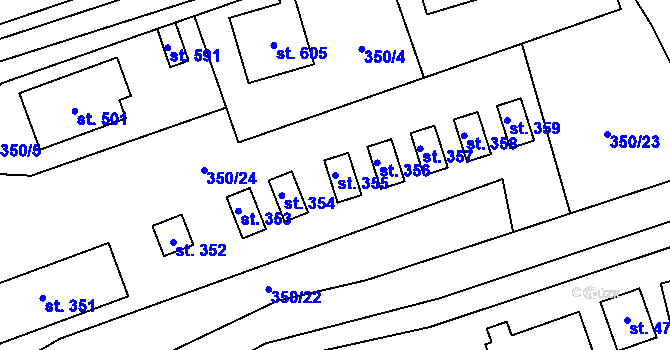 Parcela st. 355 v KÚ Liběchov, Katastrální mapa