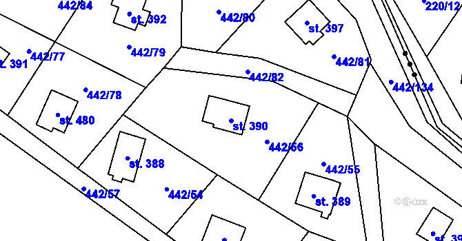Parcela st. 390 v KÚ Liběchov, Katastrální mapa