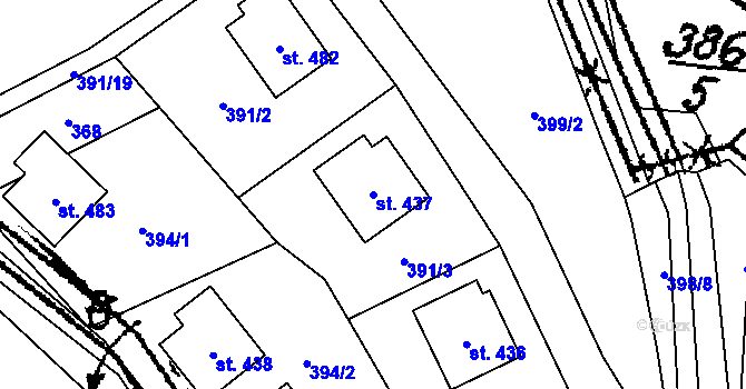 Parcela st. 437 v KÚ Liběchov, Katastrální mapa