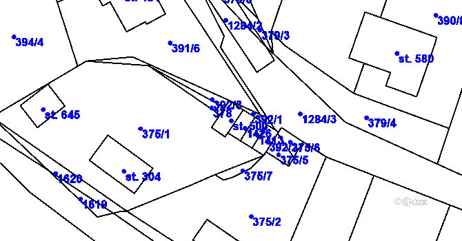 Parcela st. 500 v KÚ Liběchov, Katastrální mapa