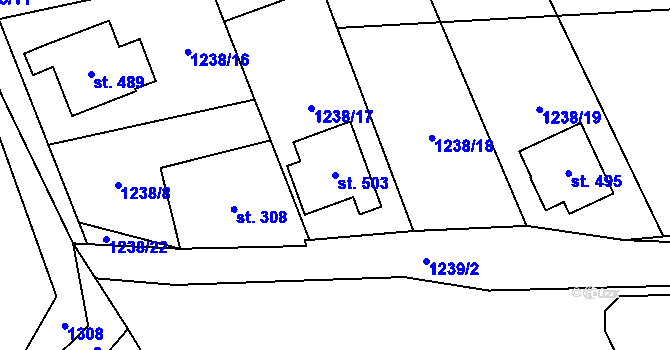 Parcela st. 503 v KÚ Liběchov, Katastrální mapa
