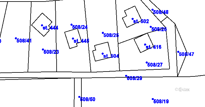 Parcela st. 504 v KÚ Liběchov, Katastrální mapa