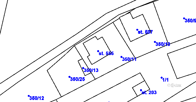 Parcela st. 555 v KÚ Liběchov, Katastrální mapa