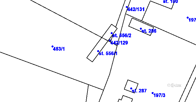 Parcela st. 556/1 v KÚ Liběchov, Katastrální mapa