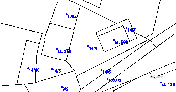 Parcela st. 14/4 v KÚ Liběchov, Katastrální mapa
