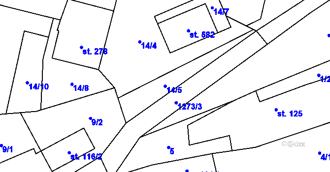 Parcela st. 14/5 v KÚ Liběchov, Katastrální mapa