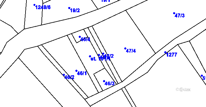 Parcela st. 47/2 v KÚ Liběchov, Katastrální mapa