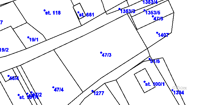 Parcela st. 47/3 v KÚ Liběchov, Katastrální mapa