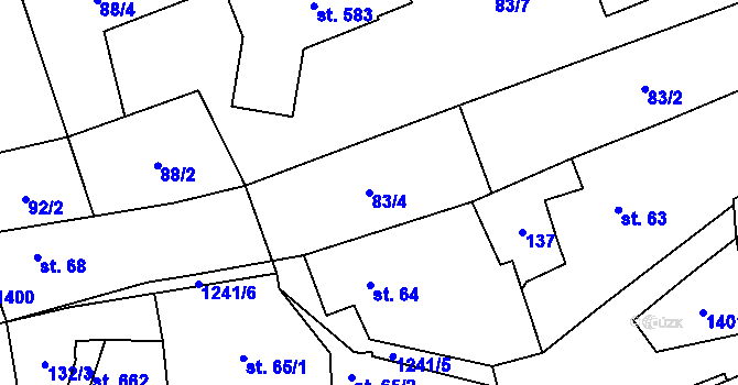 Parcela st. 83/4 v KÚ Liběchov, Katastrální mapa