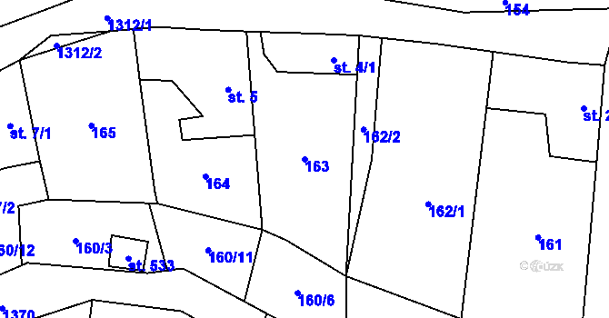 Parcela st. 163 v KÚ Liběchov, Katastrální mapa