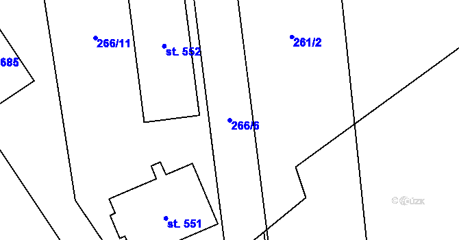 Parcela st. 266/6 v KÚ Liběchov, Katastrální mapa