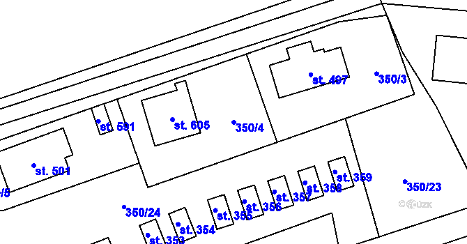 Parcela st. 350/4 v KÚ Liběchov, Katastrální mapa