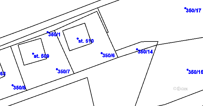 Parcela st. 350/6 v KÚ Liběchov, Katastrální mapa