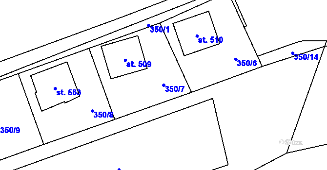 Parcela st. 350/7 v KÚ Liběchov, Katastrální mapa