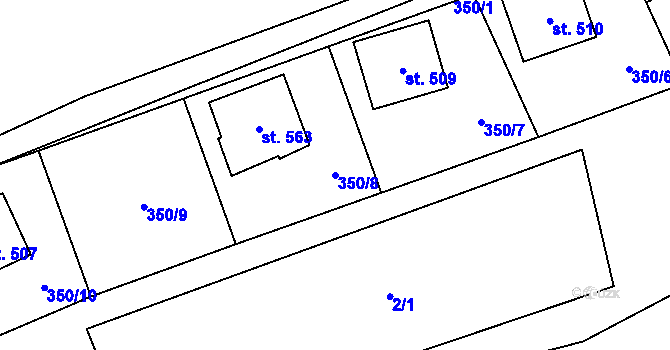 Parcela st. 350/8 v KÚ Liběchov, Katastrální mapa