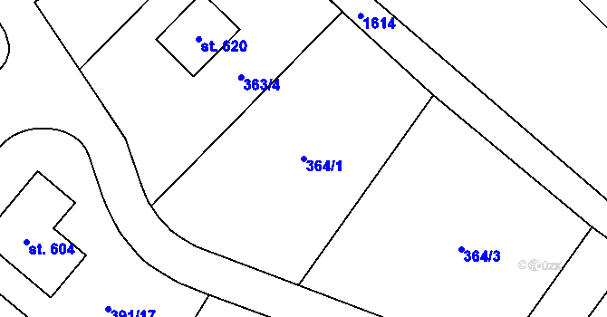 Parcela st. 364/1 v KÚ Liběchov, Katastrální mapa