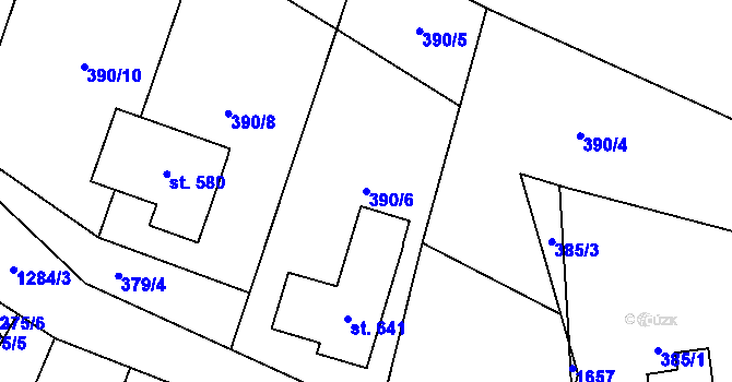Parcela st. 390/6 v KÚ Liběchov, Katastrální mapa
