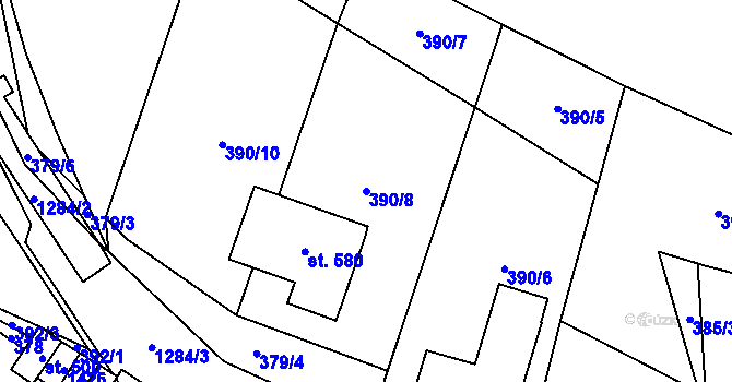 Parcela st. 390/8 v KÚ Liběchov, Katastrální mapa