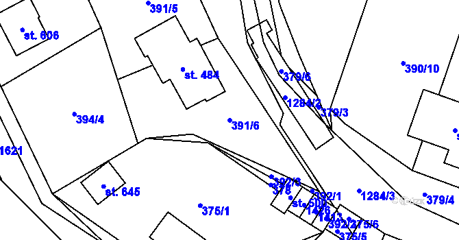 Parcela st. 391/6 v KÚ Liběchov, Katastrální mapa