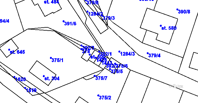 Parcela st. 392/1 v KÚ Liběchov, Katastrální mapa