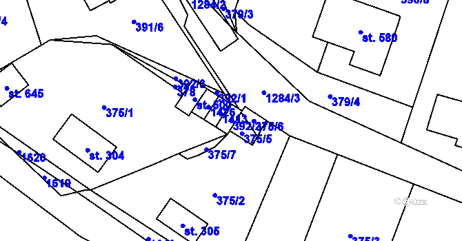 Parcela st. 392/2 v KÚ Liběchov, Katastrální mapa