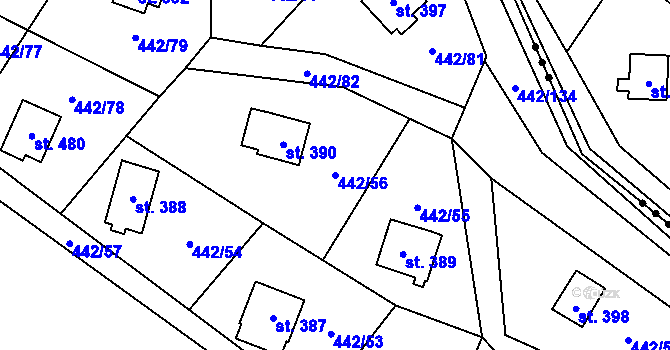 Parcela st. 442/56 v KÚ Liběchov, Katastrální mapa