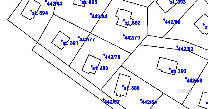 Parcela st. 442/78 v KÚ Liběchov, Katastrální mapa