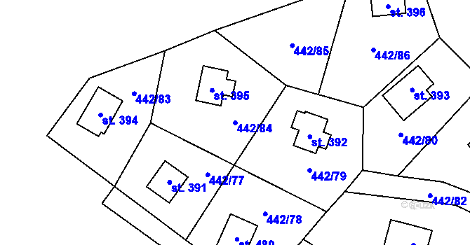 Parcela st. 442/84 v KÚ Liběchov, Katastrální mapa