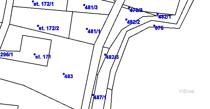 Parcela st. 482/3 v KÚ Liběchov, Katastrální mapa