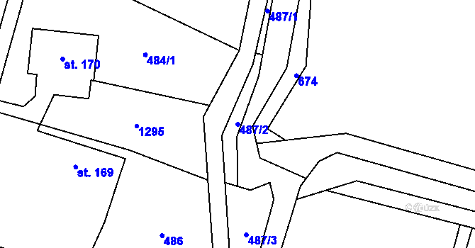 Parcela st. 487/2 v KÚ Liběchov, Katastrální mapa