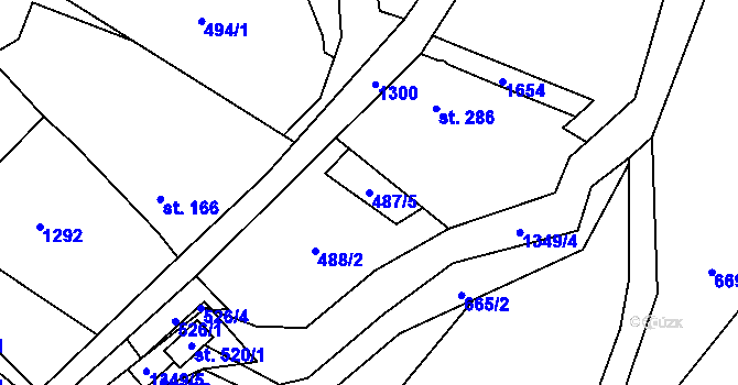Parcela st. 487/5 v KÚ Liběchov, Katastrální mapa
