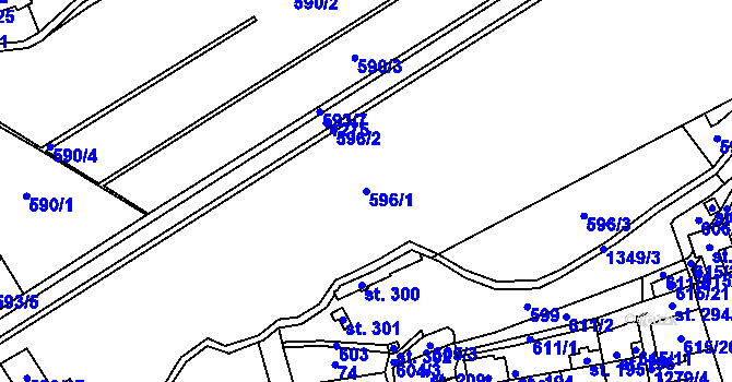 Parcela st. 596/1 v KÚ Liběchov, Katastrální mapa