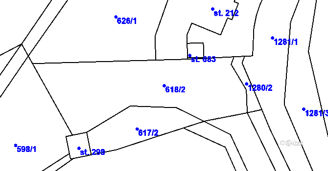 Parcela st. 618/2 v KÚ Liběchov, Katastrální mapa