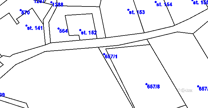 Parcela st. 657/1 v KÚ Liběchov, Katastrální mapa