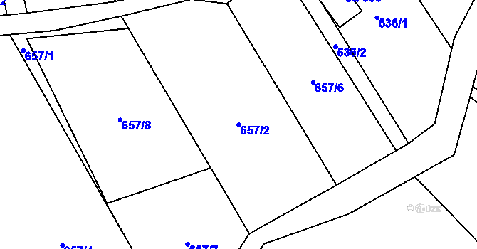 Parcela st. 657/2 v KÚ Liběchov, Katastrální mapa