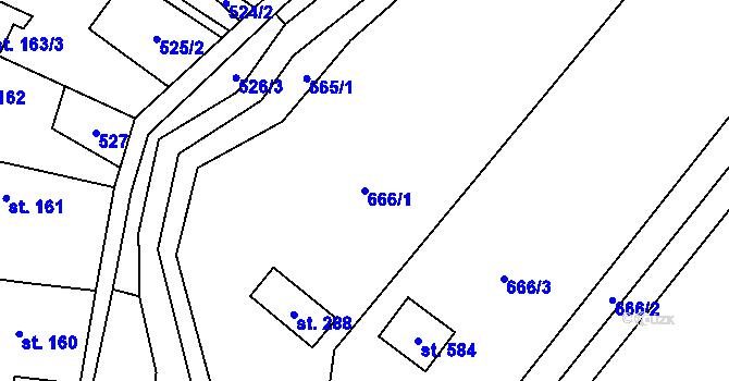 Parcela st. 666/1 v KÚ Liběchov, Katastrální mapa